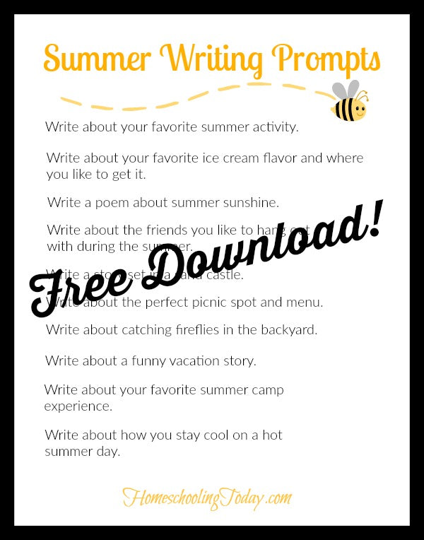 summer writing prompt printable - Homeschooling Today Magazine
